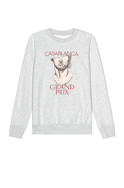 Shop Casablanca Grand Prix Print And Embroidered Sweatshirt In Grey Marl