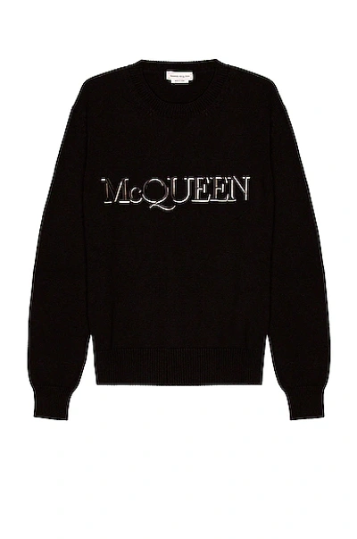 Shop Alexander Mcqueen Logo Crew Neck Jumper In Black