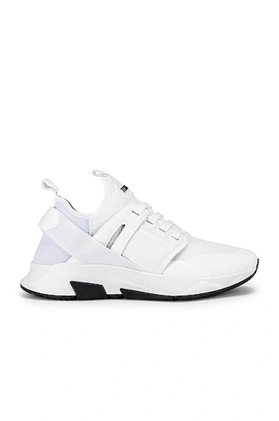 Shop Tom Ford Alcantra & Neoprene Jago Sneakers In White