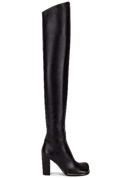 Shop Bottega Veneta Leather Thigh High Boots In Black