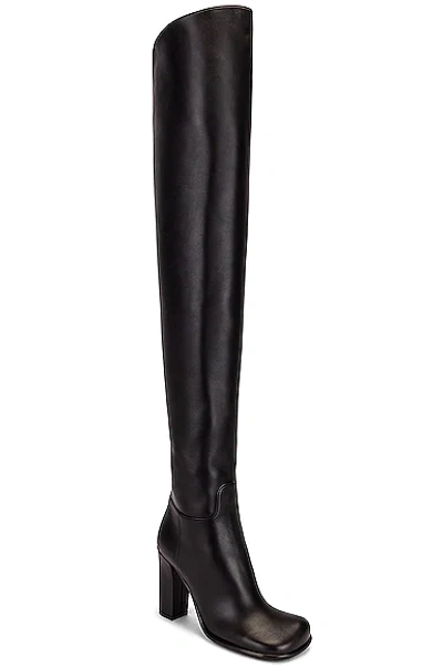 Bottega Veneta Leather Square Toe Over-the-knee Boots In Black