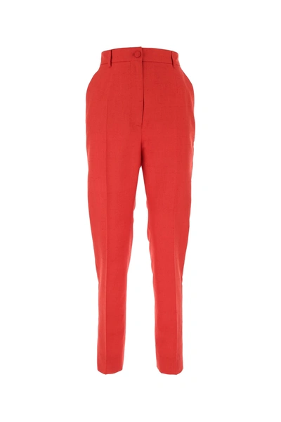 Shop Dolce & Gabbana Red Silk Blend Sigarette Pant  Red  Donna 46