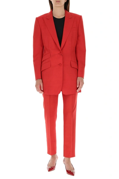 Shop Dolce & Gabbana Red Silk Blend Sigarette Pant  Red  Donna 46