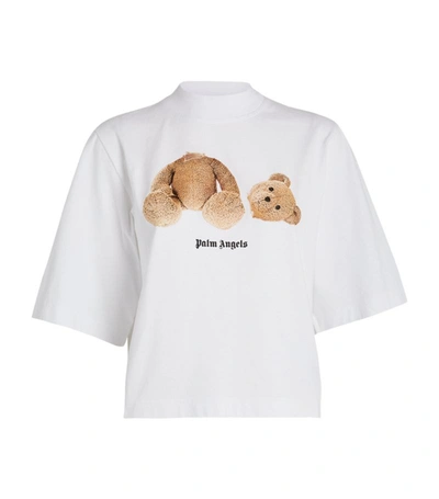 Shop Palm Angels Kill The Bear Cropped T-shirt In White