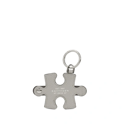 Shop Smythson Puzzle Keyring In Panama In Light Steel