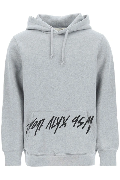 Shop Alyx 1017  9sm Logo Printed Drawstring Hoodie In Grey