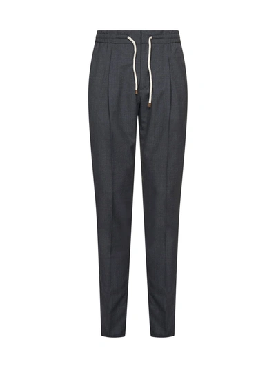 Shop Brunello Cucinelli Drawstring Pants In Grey