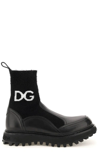 Shop Dolce & Gabbana Dg Logo Ankle Boots In Black