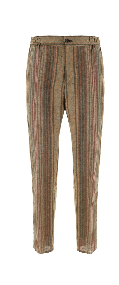 Shop Etro Straight Leg Striped Pants In Multi