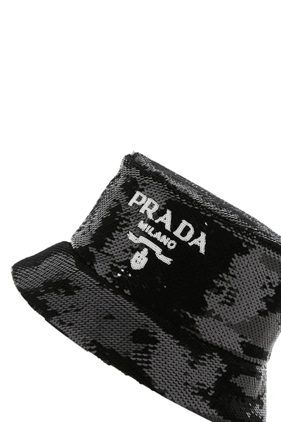 Prada Cappello Da Pescatore In Paillettes Nere Donna