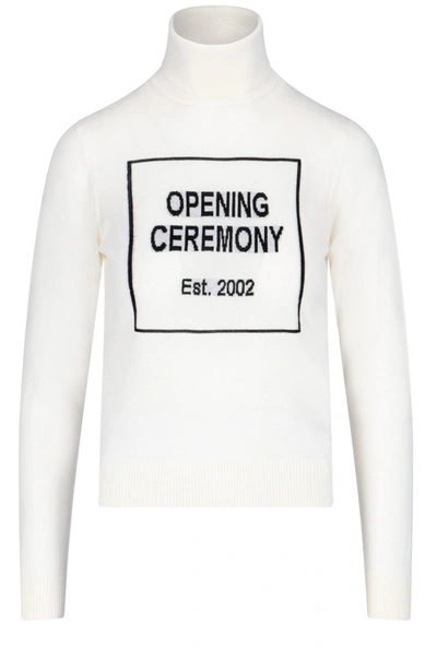 Shop Opening Ceremony Box Logo Intarsia Rollneck Sweater In White
