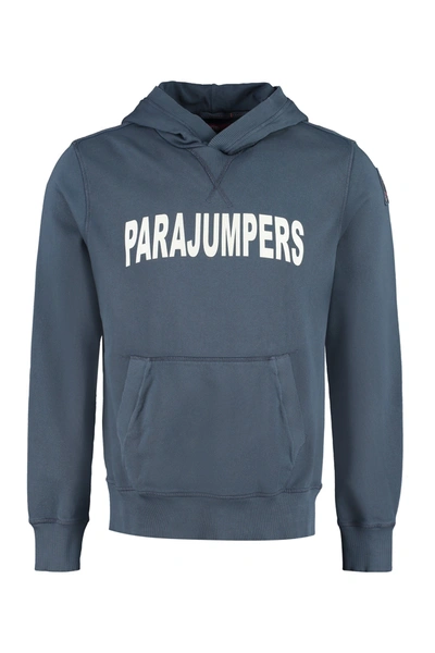 Shop Parajumpers Logo Printed Hooded Sweatshirt In Blue