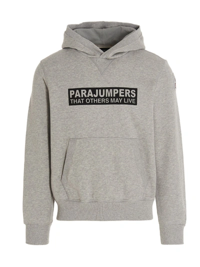 Shop Parajumpers Long Sleeved Logo Printed Hoodie In Grey