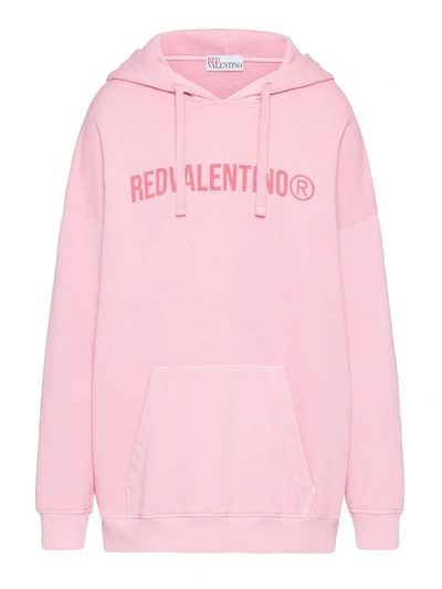 Shop Red Valentino Redvalentino Logo Printed Drawstring Hoodie In Pink