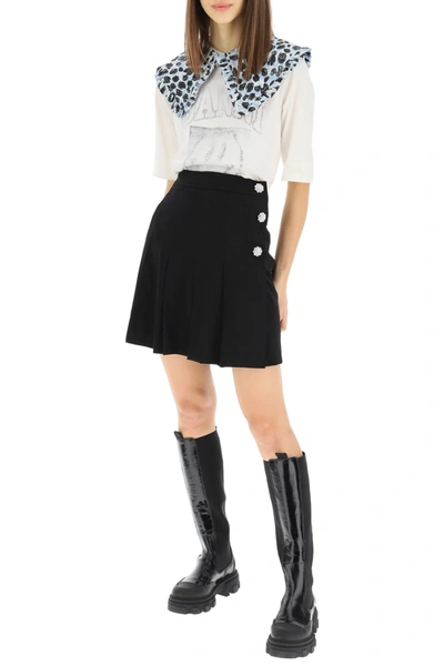 Shop Ganni Mini Skirt With Jewel Buttons In Black