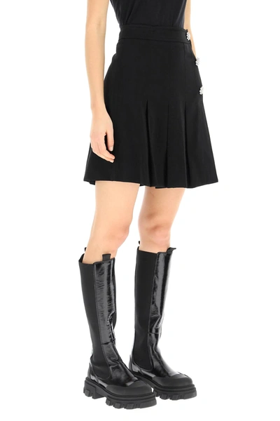 Shop Ganni Mini Skirt With Jewel Buttons In Black