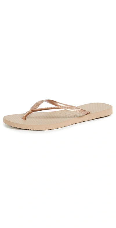 Shop Havaianas Slim Flip Flop Rose Gold