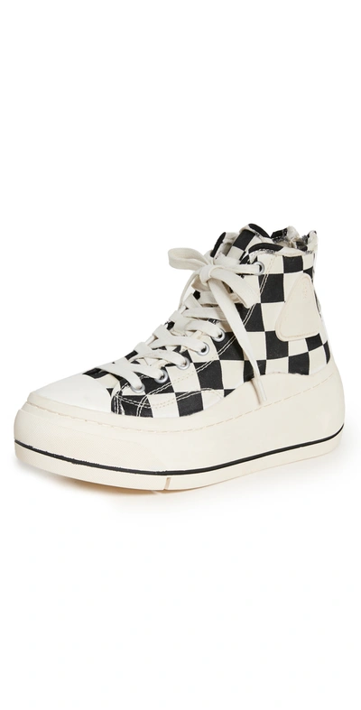 R13 Black & Off-white Check Kurt High-top Sneakers In Multi | ModeSens