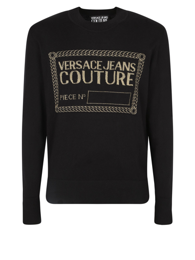 Shop Versace Jeans Couture Logo Intarsia In Black