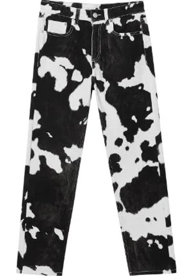Shop Burberry Cow Print Straight-fit Denim Jeans In Black Pattern