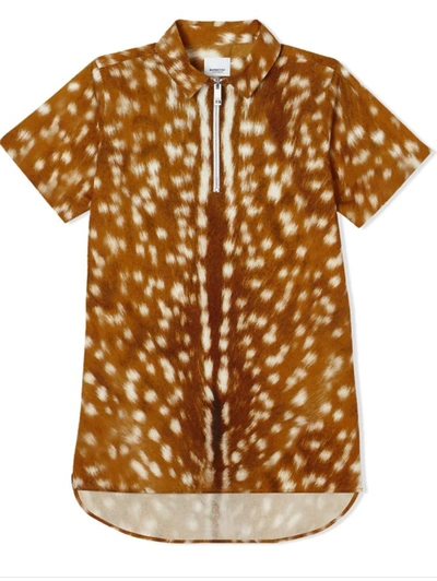 Burberry Boys Honey Short-sleeve Deer Print Shirt In Honey Ip Pat ...