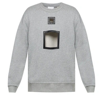 Shop Burberry Pale Grey Melange Cut-out Detail Cotton Sweatshirt, Size X-small