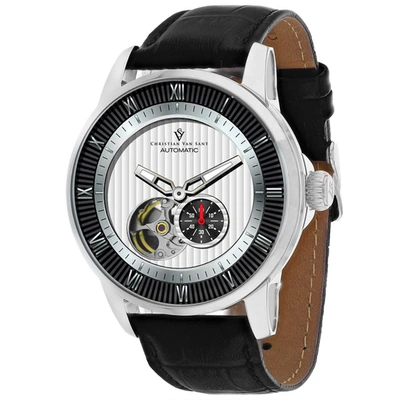Shop Christian Van Sant Viscay Automatic White Dial Men's Watch Cv0550 In Black / White