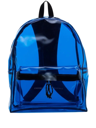 Shop Undercover Transparent Logo-print Backpack In Blue