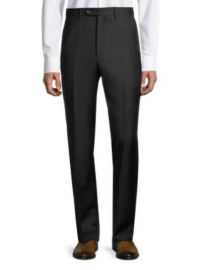 Shop Santorelli Men's Flat-front Wool Pants In Black