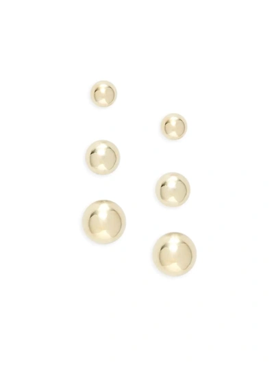 Saks Fifth Avenue Women's Set Of 3 14k Yellow Gold Ball Stud Earrings In Yellow Gold