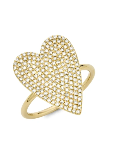 Shop Saks Fifth Avenue Women's 14k Yellow Gold & Diamond Pavé Heart Ring