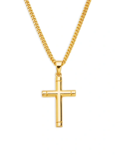 Shop Saks Fifth Avenue Men's Goldplated Sterling Silver Cross Pendant Necklace