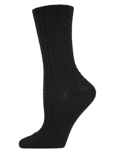 Shop Memoi Women's Classic Day Cable-knit Crew Socks In Black