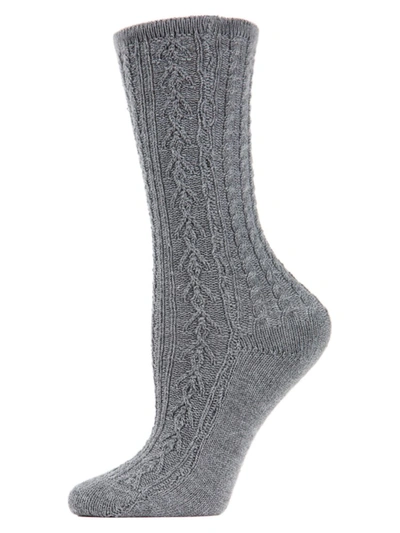 Shop Memoi Women's Classic Day Cable-knit Crew Socks In Grey