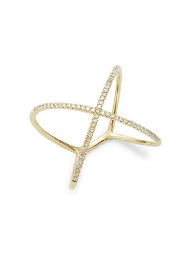Shop Saks Fifth Avenue Women's Diamond X 14k Yellow Gold Ring/size 7