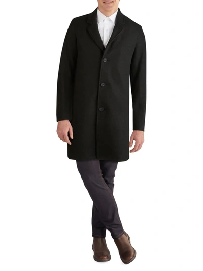 Shop Cole Haan Men's Stretch-wool Topcoat In Black