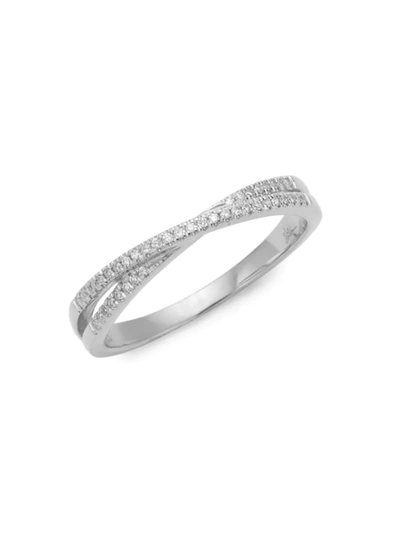 Shop Saks Fifth Avenue Women's 14k White Gold & Diamond X Ring/size 7