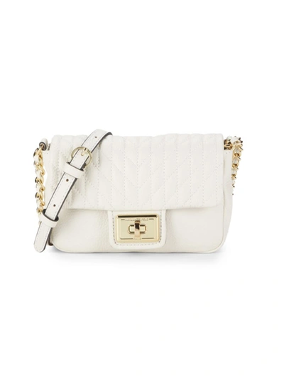 Shop Karl Lagerfeld Women's Mini Agyness Leather Crossbody Bag In Winter White
