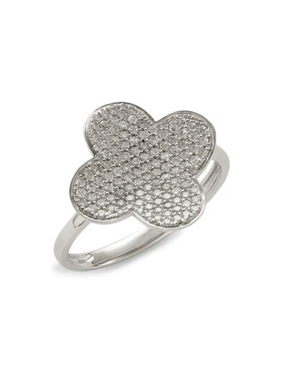 Shop Saks Fifth Avenue Women's 14k White Gold & Diamond Clover Ring