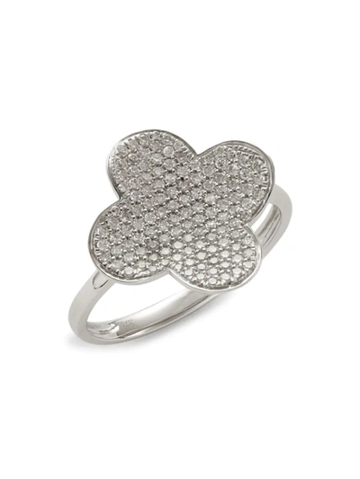 Saks Fifth Avenue Women's 14k White Gold & Diamond Clover Ring In White Gold