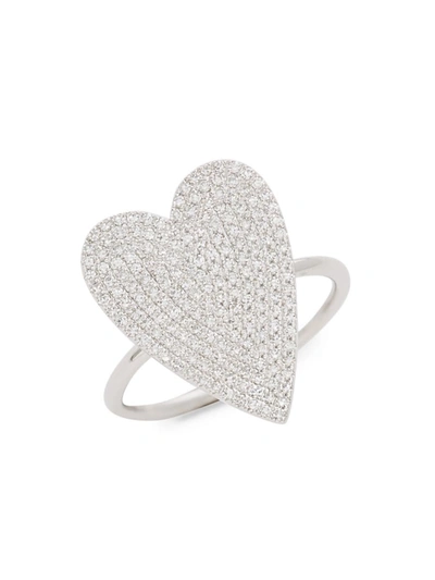 Shop Saks Fifth Avenue Women's 14k White Gold & Diamond Heart Ring/size 7