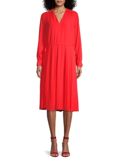 Shop Kenzo Women's Pleated A-line Dress In Coral
