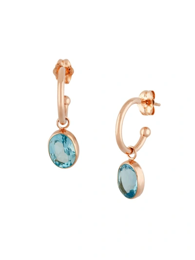 Shop Saks Fifth Avenue Women's 14k Rose Gold & Blue Topaz Hoop Drop Earrings