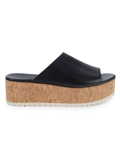 Shop Vince Women's James-b Leather Platform Sandals In Black