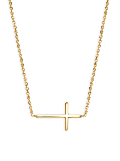 Shop Saks Fifth Avenue Women's Sideways Cross 14k Yellow Gold Necklace