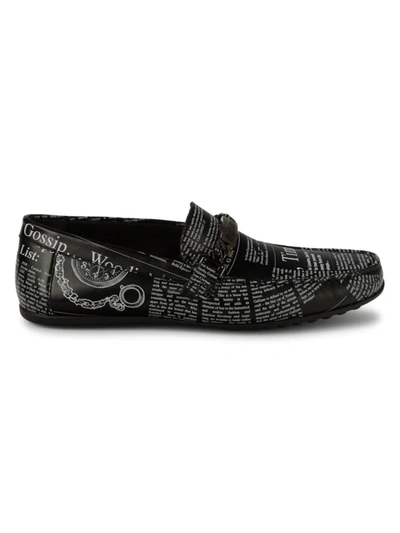 Shop John Galliano Men's Gazette Leather Loafers In Black