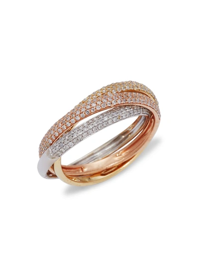 Shop Saks Fifth Avenue Women's 14k Tri-tone Gold & Diamond Ring/size 7