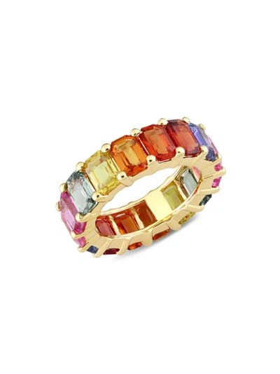 Shop Saks Fifth Avenue Women's 14k Yellow Gold & Multicolored Sapphire Eternity Ring