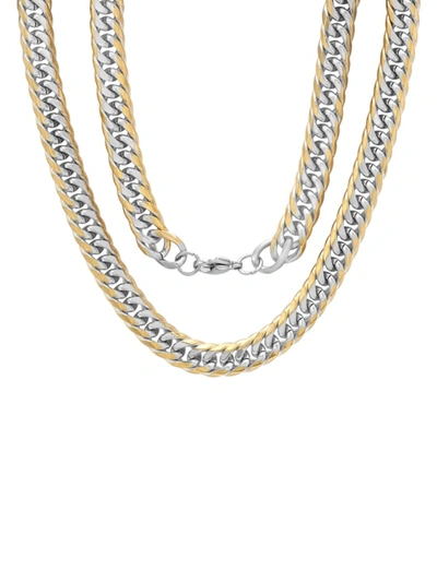 Shop Anthony Jacobs Men's 18k Goldplated & Stainless Steel Cuban Chain Link Necklace/24" In Neutral
