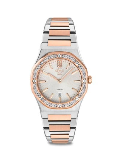 Shop Gv2 Women's Palmanova Two Tone Stainless Steel & Diamond Bracelet Watch In White